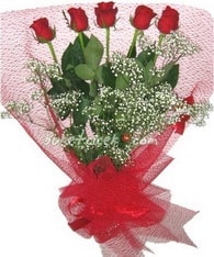5 adet kipkirmizi g�lden g�rsel buket 